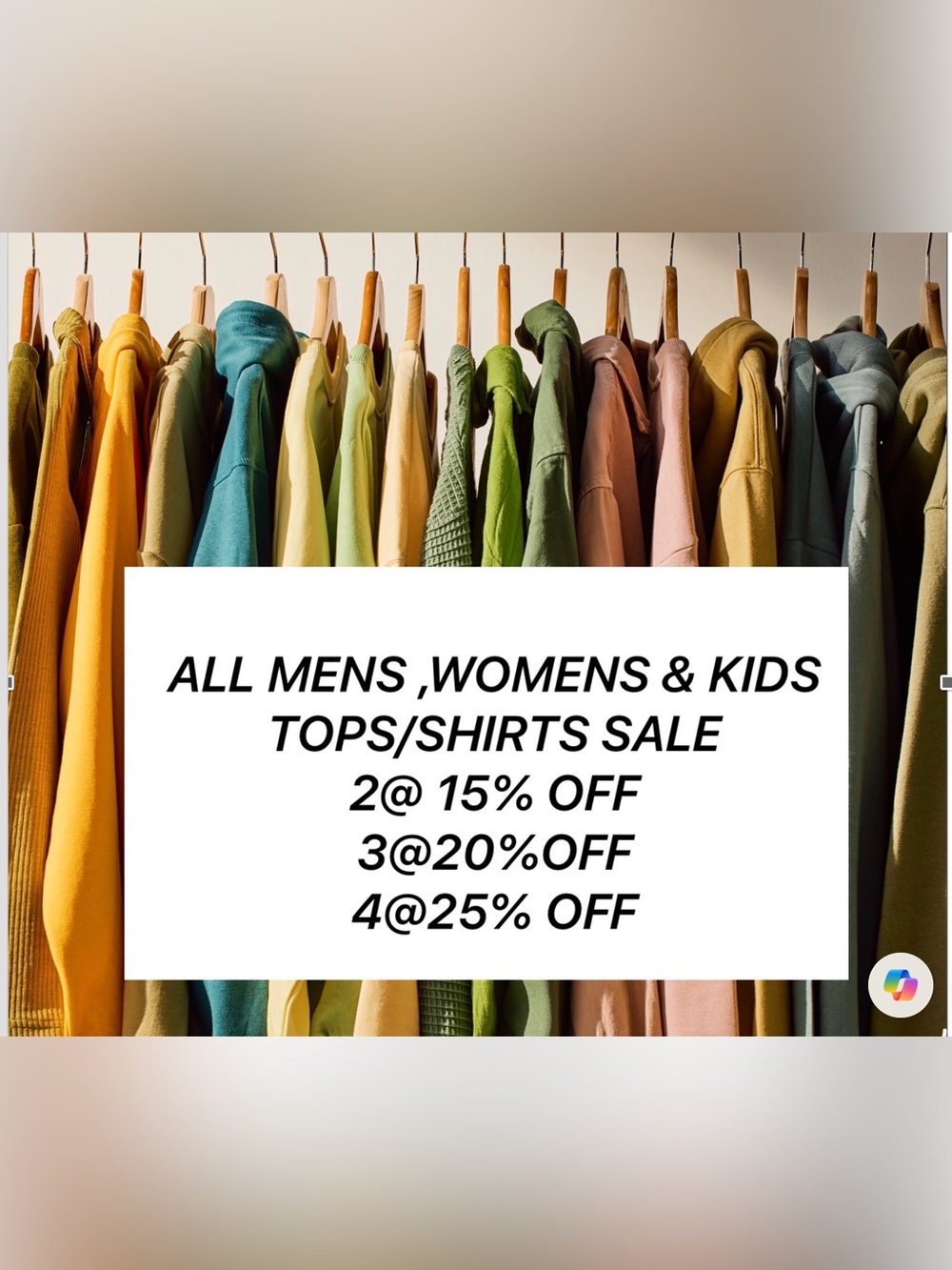 FLASH, BUNDLE SALE ON ALL MEN’S AND WOMEN’S TOPS